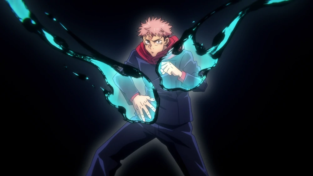 Yuji using divergent fist (Anime)